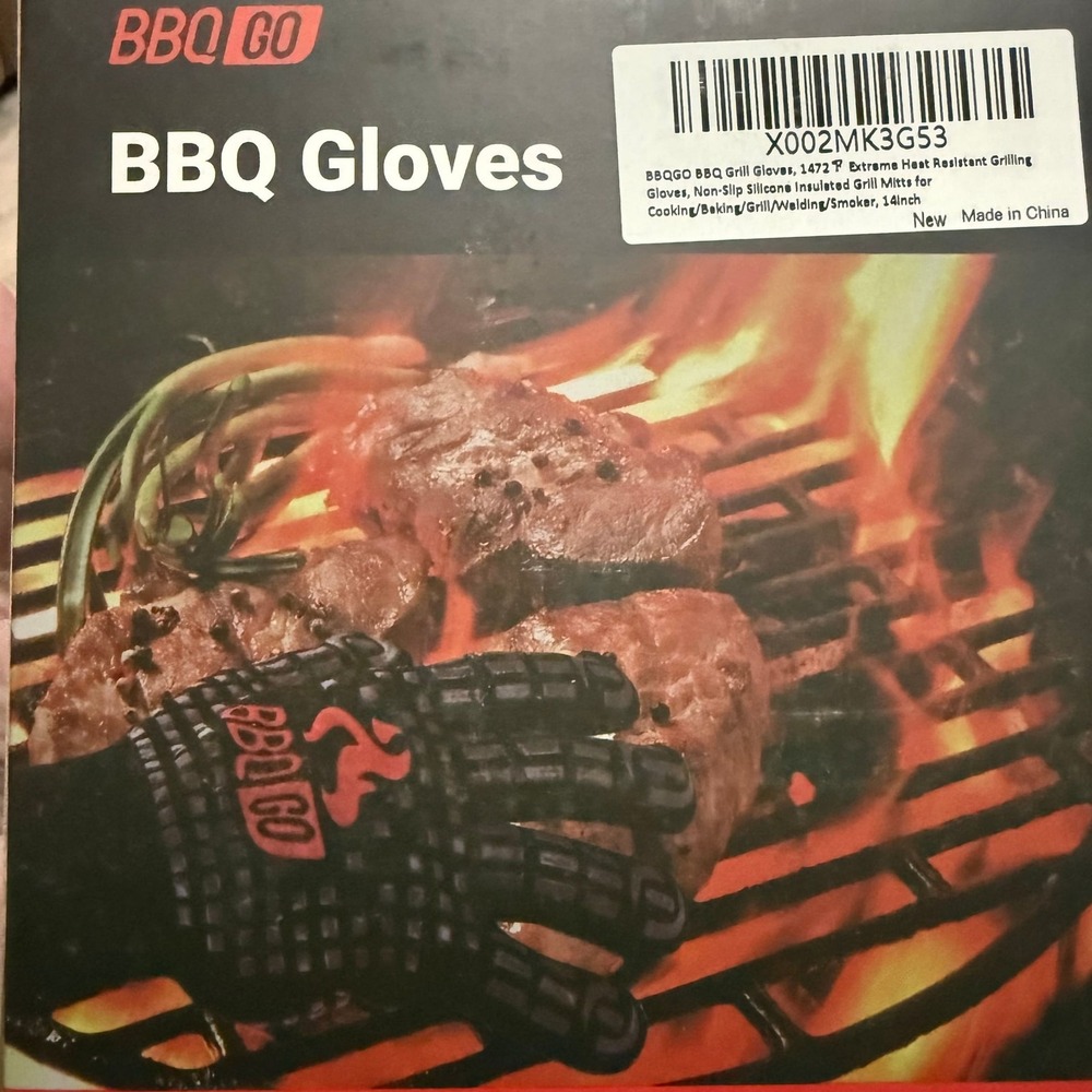 BBQGO Extreme‎ Heat Resistant BBQ Grill Gloves 1472°F Silicone Non-Slip 14-Inch